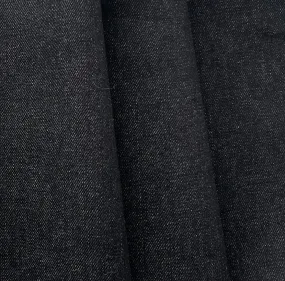 13 Oz Onyx Black Stiffer Stretch Cotton Denim Twill (Made in Italy)