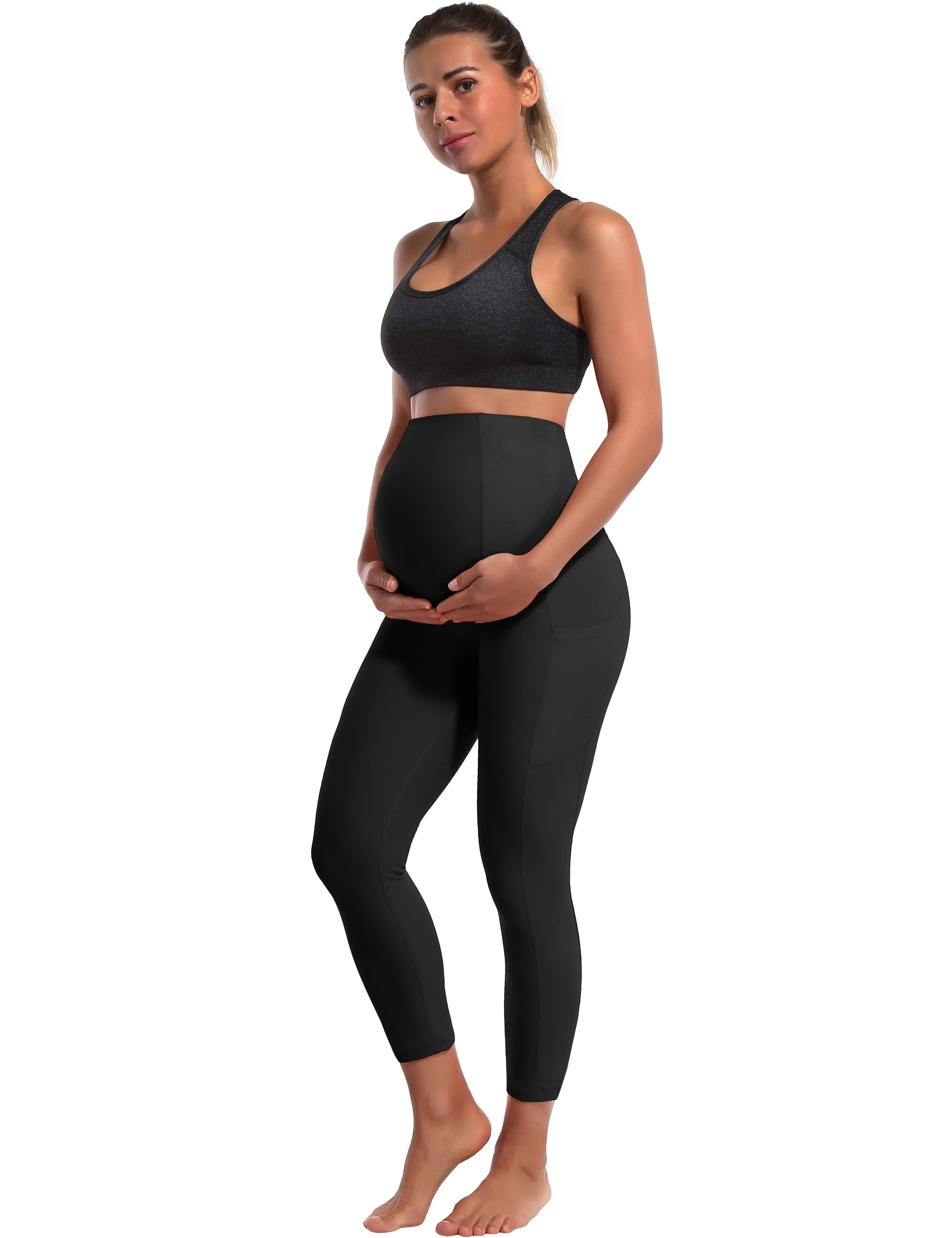 22" Side Pockets Maternity Running Pants black_Running