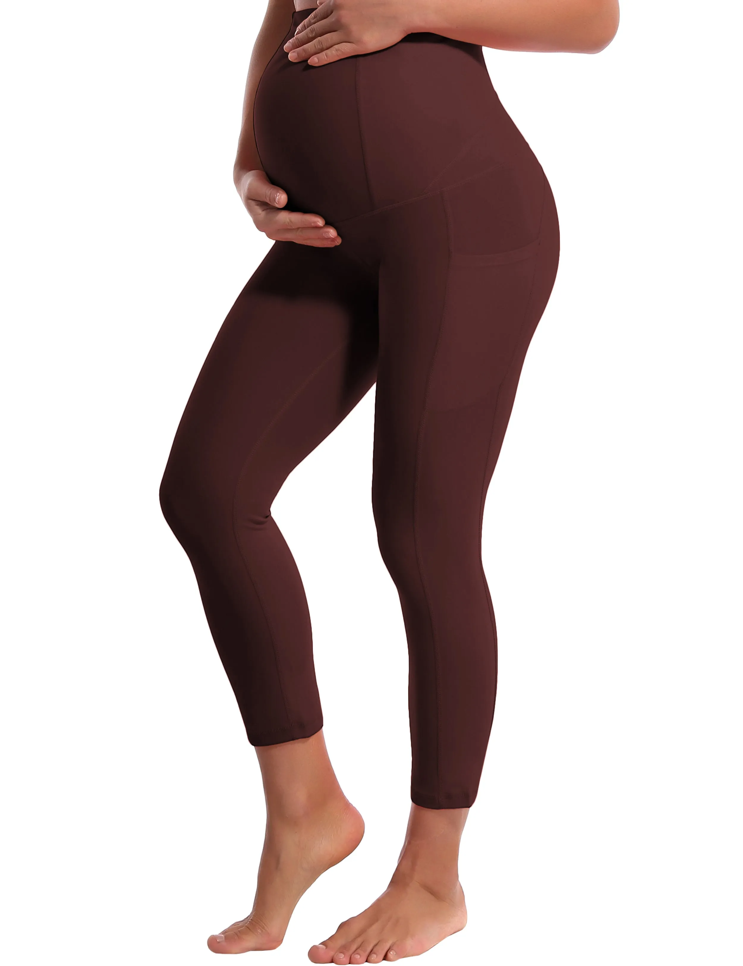 22" Side Pockets Maternity Running Pants mahoganymaroon_Running