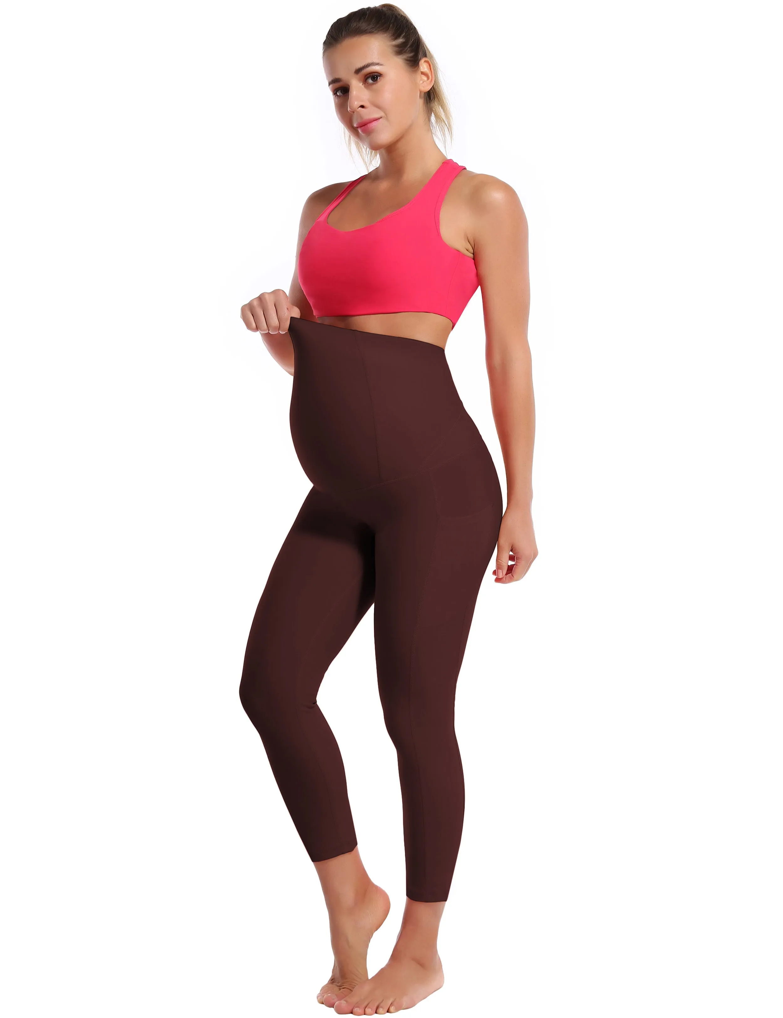 22" Side Pockets Maternity Running Pants mahoganymaroon_Running