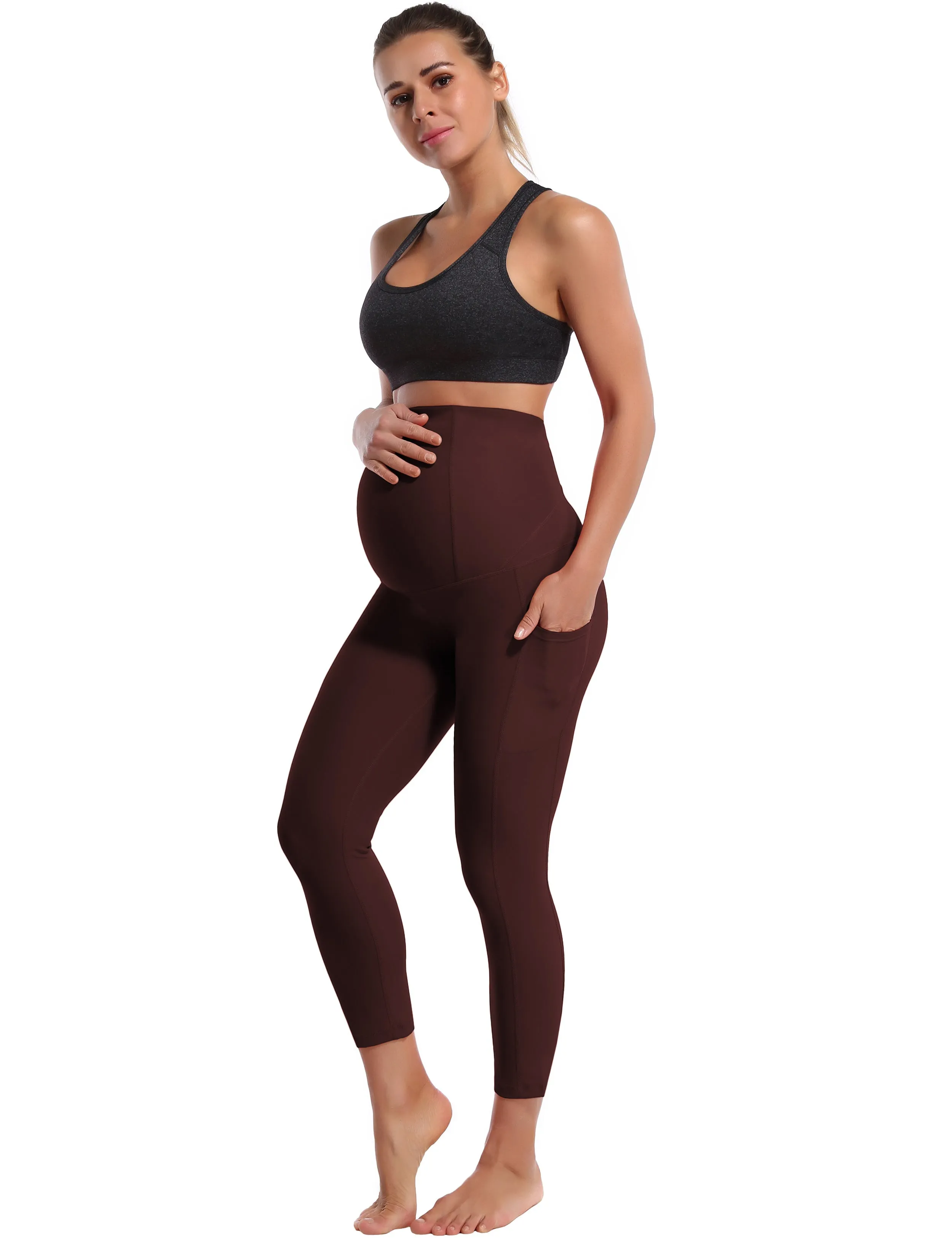 22" Side Pockets Maternity Running Pants mahoganymaroon_Running