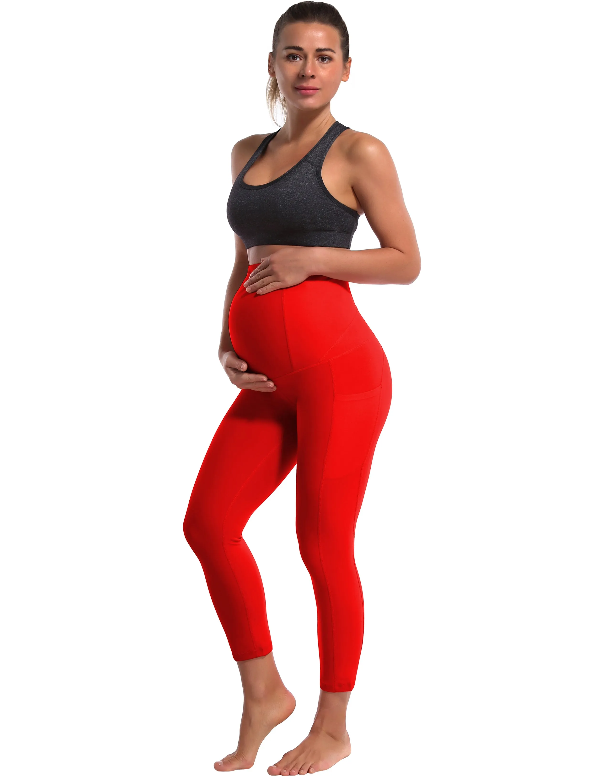 22" Side Pockets Maternity Running Pants scarlet_Running