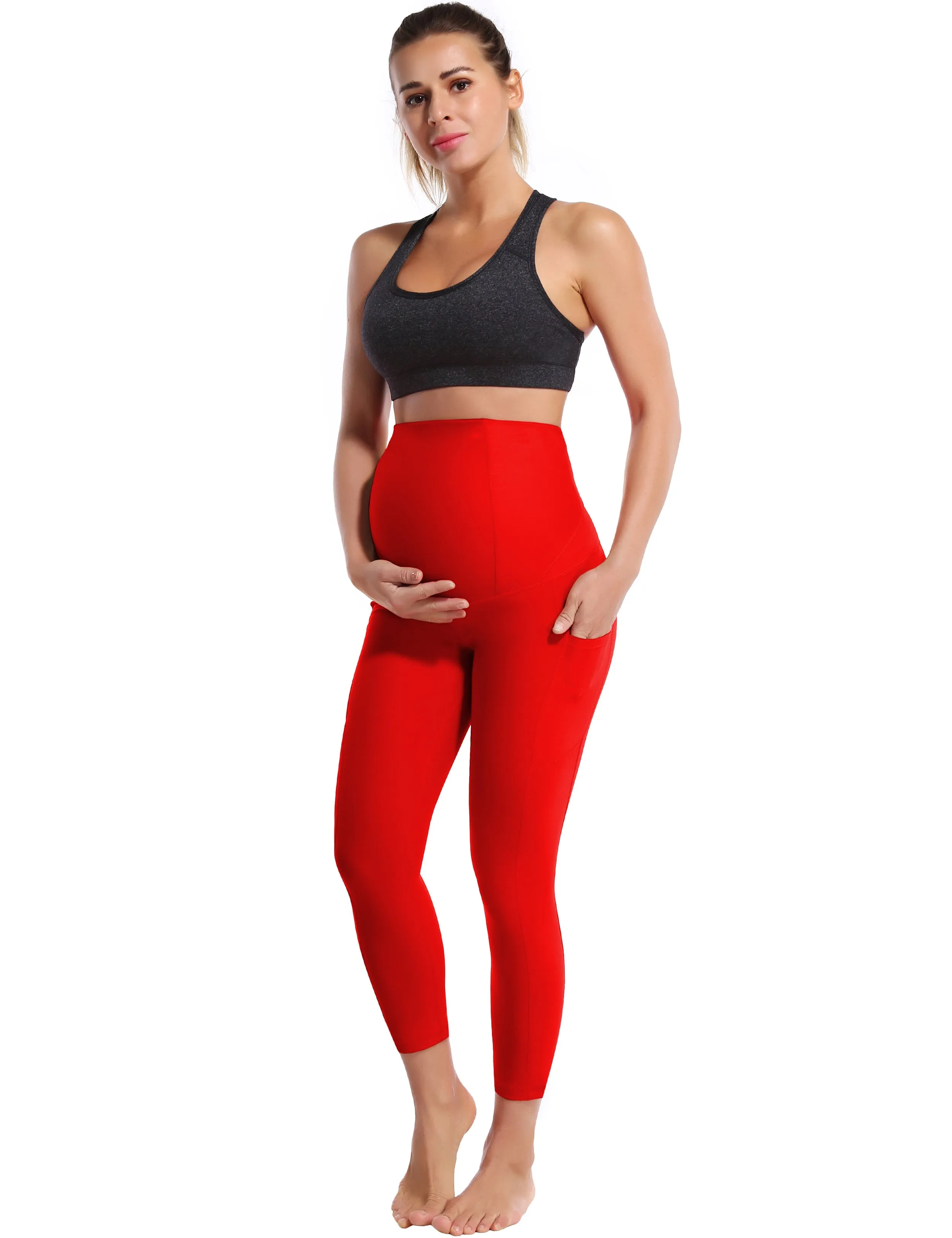 22" Side Pockets Maternity Running Pants scarlet_Running