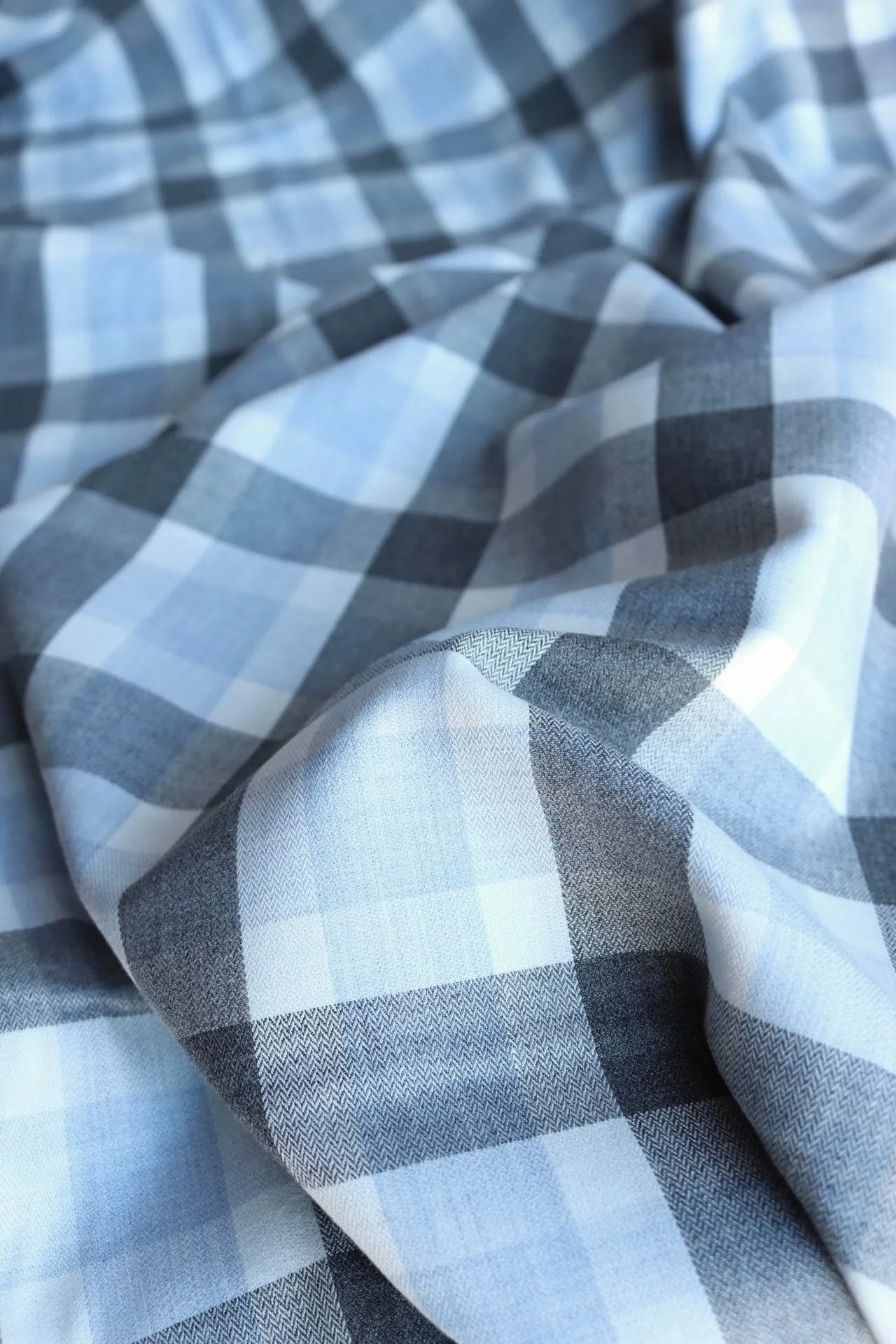 3YD 28IN REMNANT; Blue | Lisbon Brushed Plaid Melange | Robert Kaufman