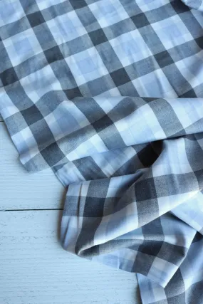 3YD 28IN REMNANT; Blue | Lisbon Brushed Plaid Melange | Robert Kaufman