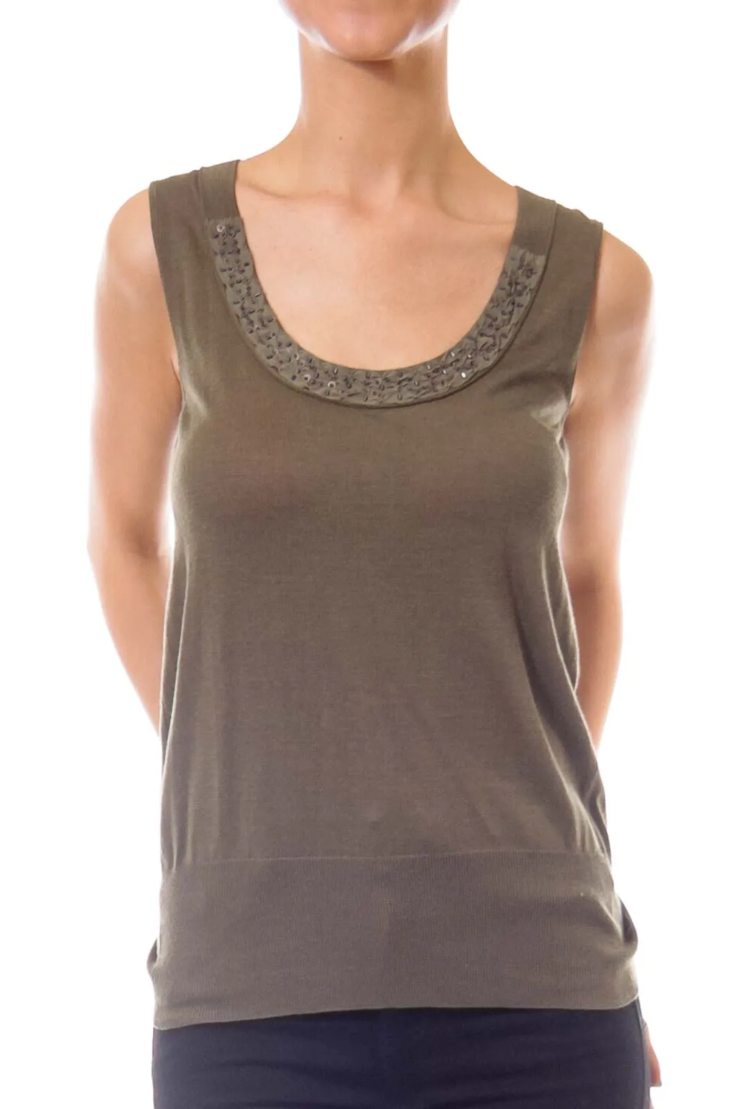 Army Green Silk Tank Top