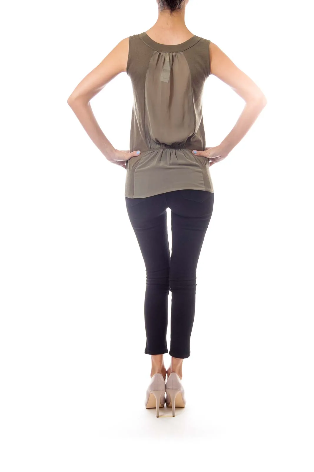 Army Green Silk Tank Top