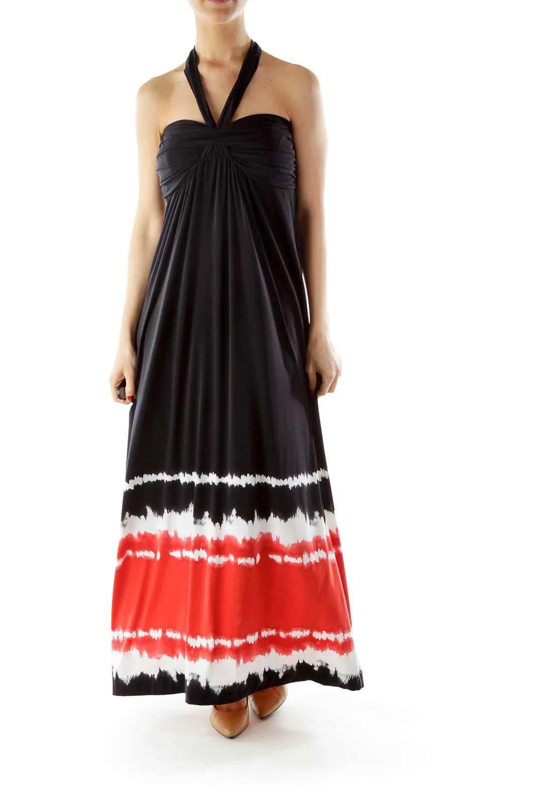 Black Red White Tie Dye Maxi Dress