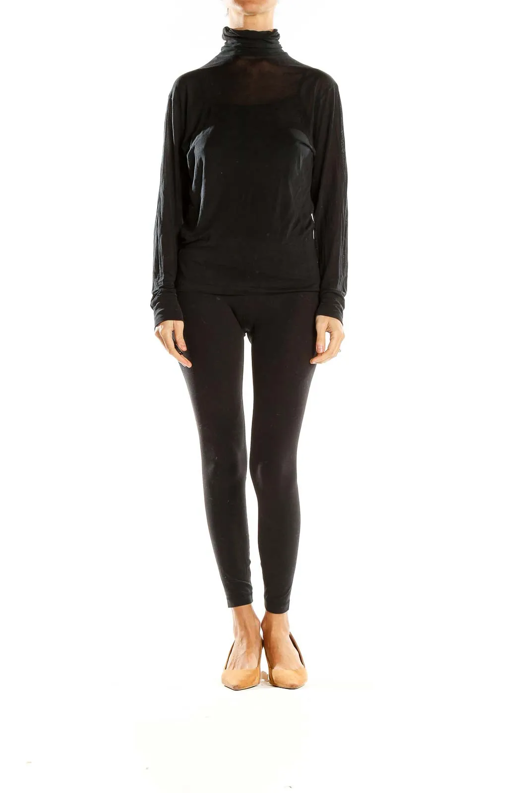 Black Semi-Sheer Silk Turtleneck