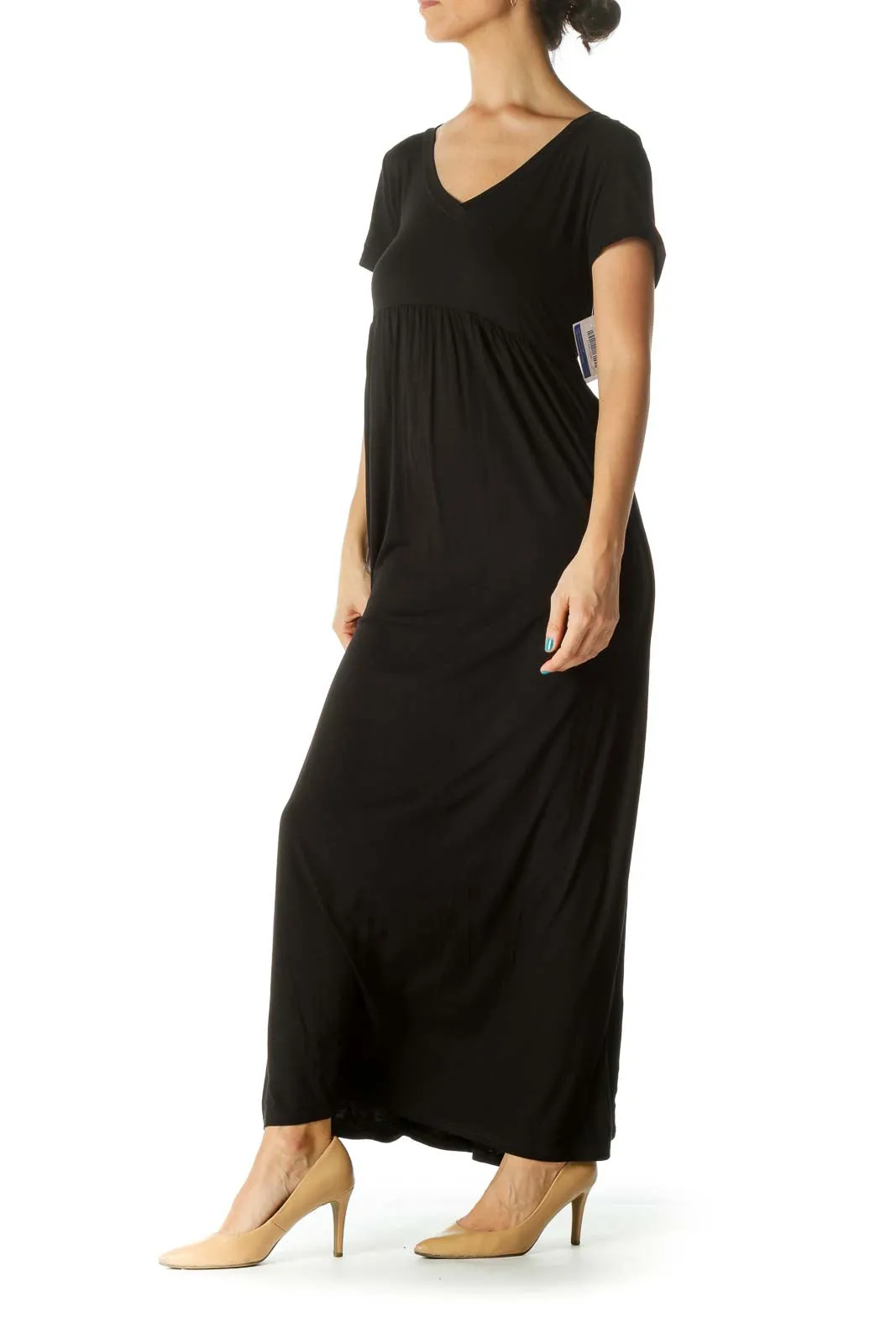 Black V-Neck Maxi Dress