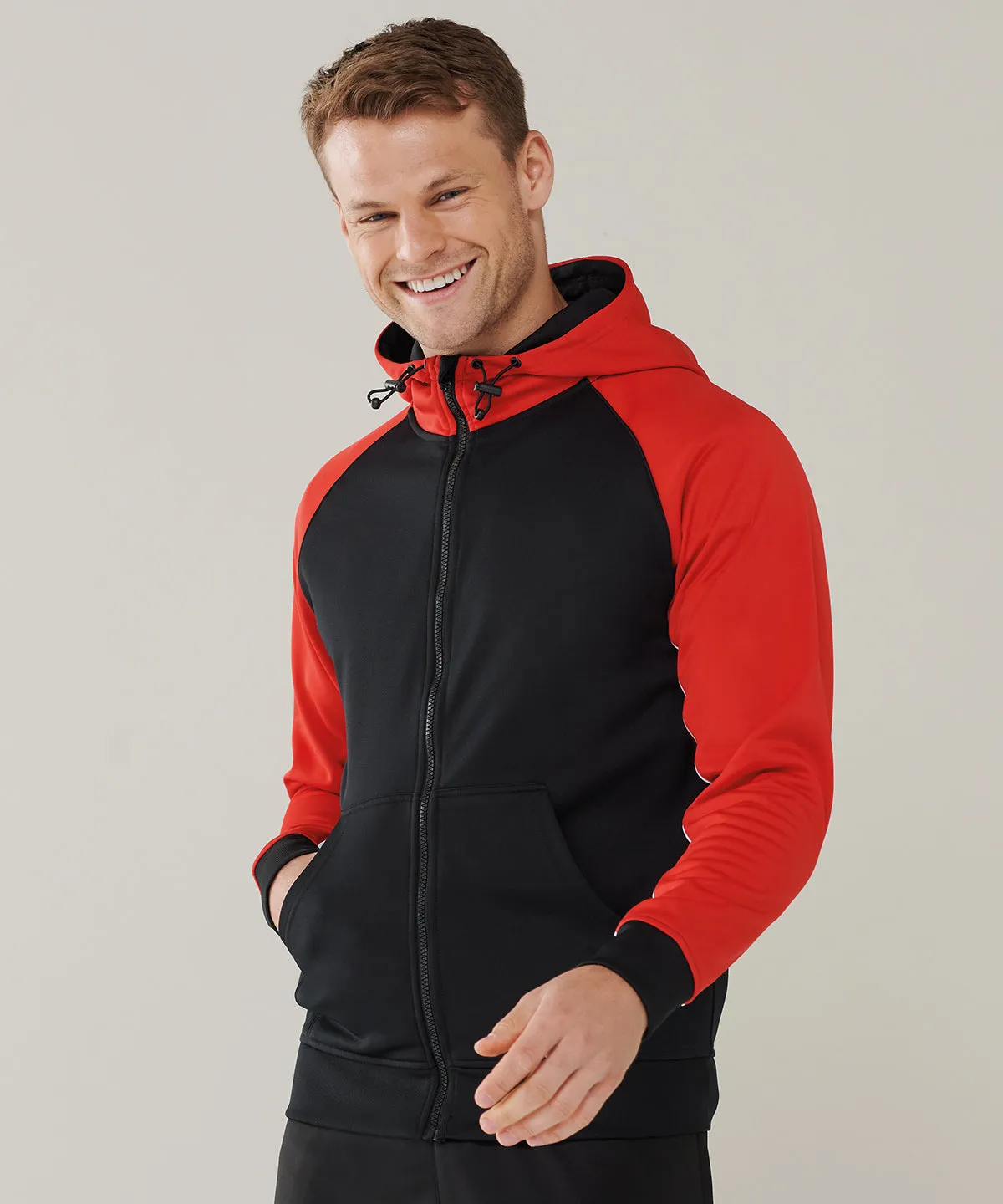 Black/Red/White - Panelled sports hoodie