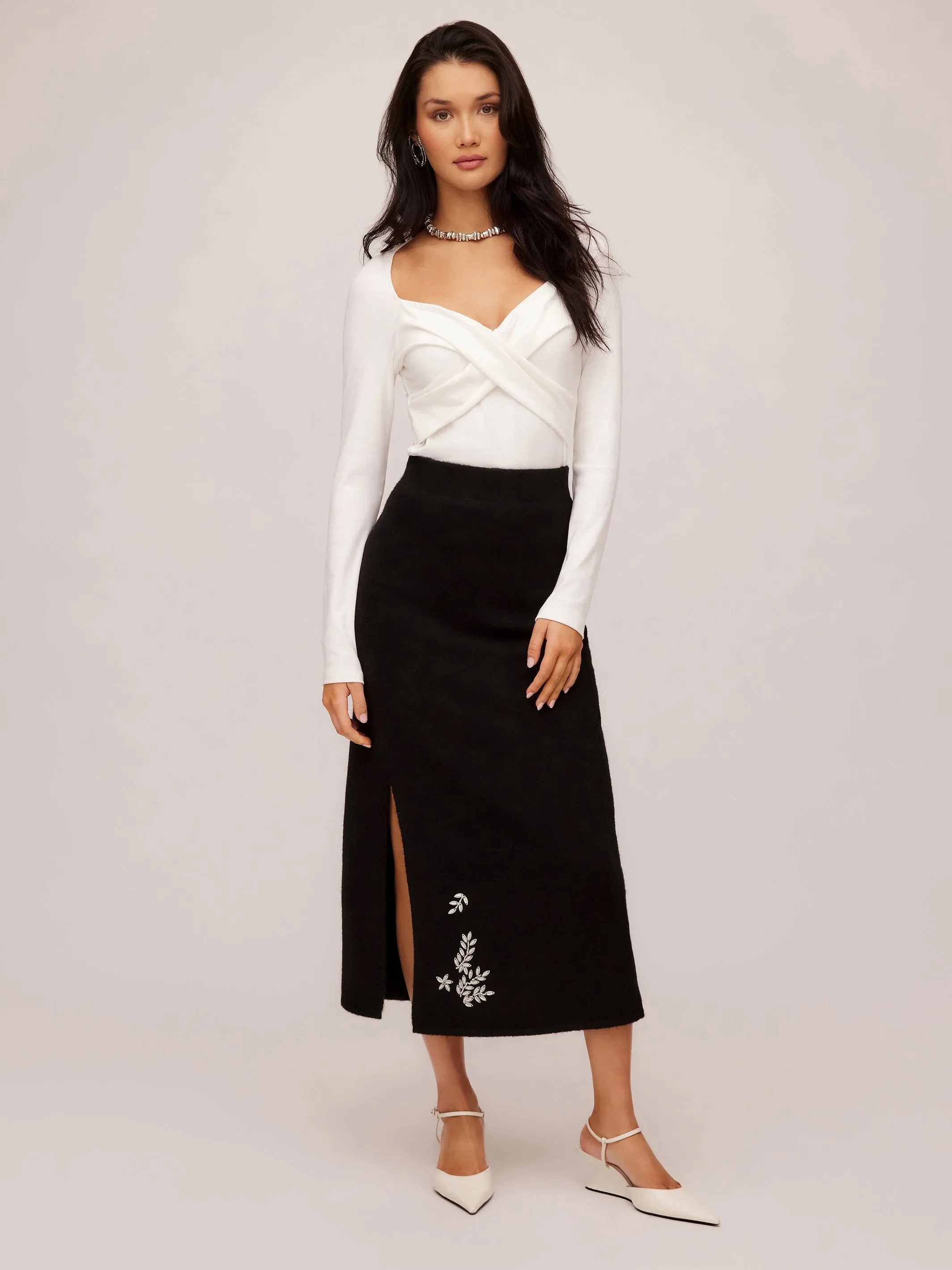 Brett Embellished Sweater Skirt