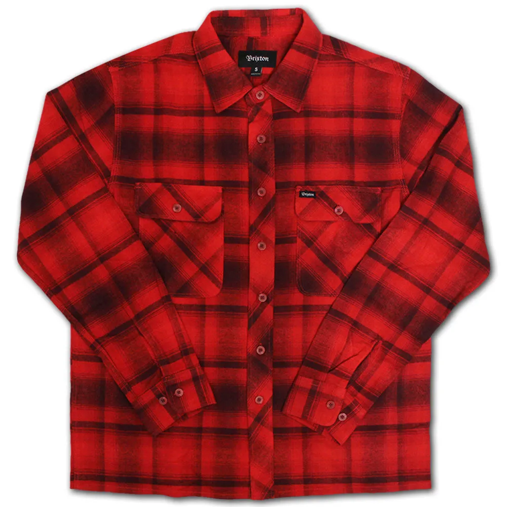 Brixton Archie Flannel Long Sleeve Shirt Red Burgundy