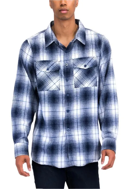 Checker Plaid Flannel Long Sleeve