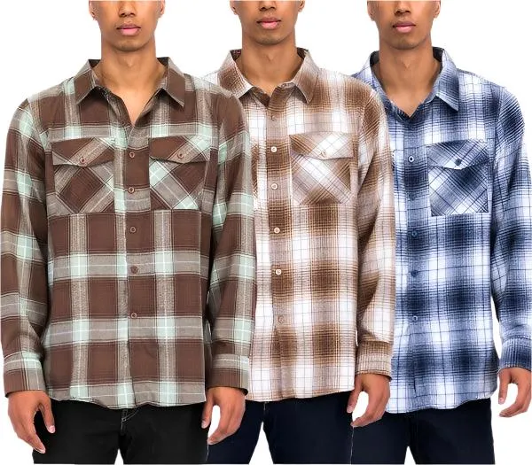 Checker Plaid Flannel Long Sleeve