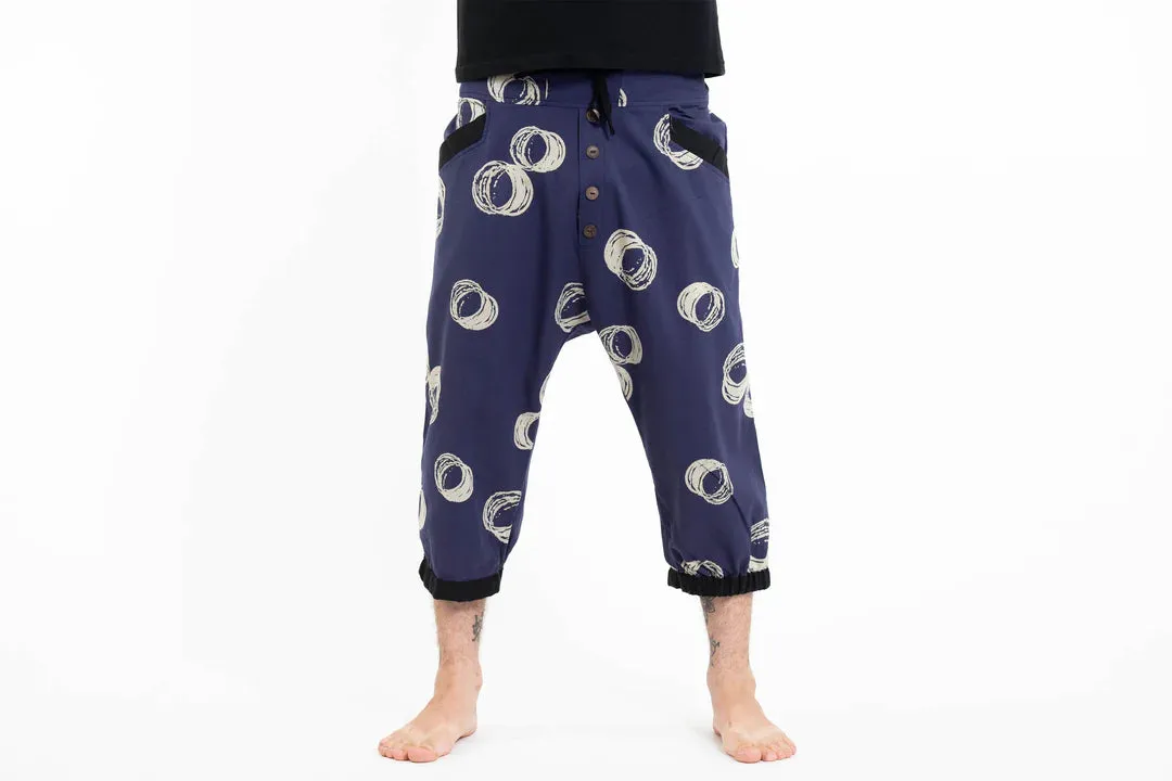 Circle Harem Pant with Faux Buttons in Navy, Thailand