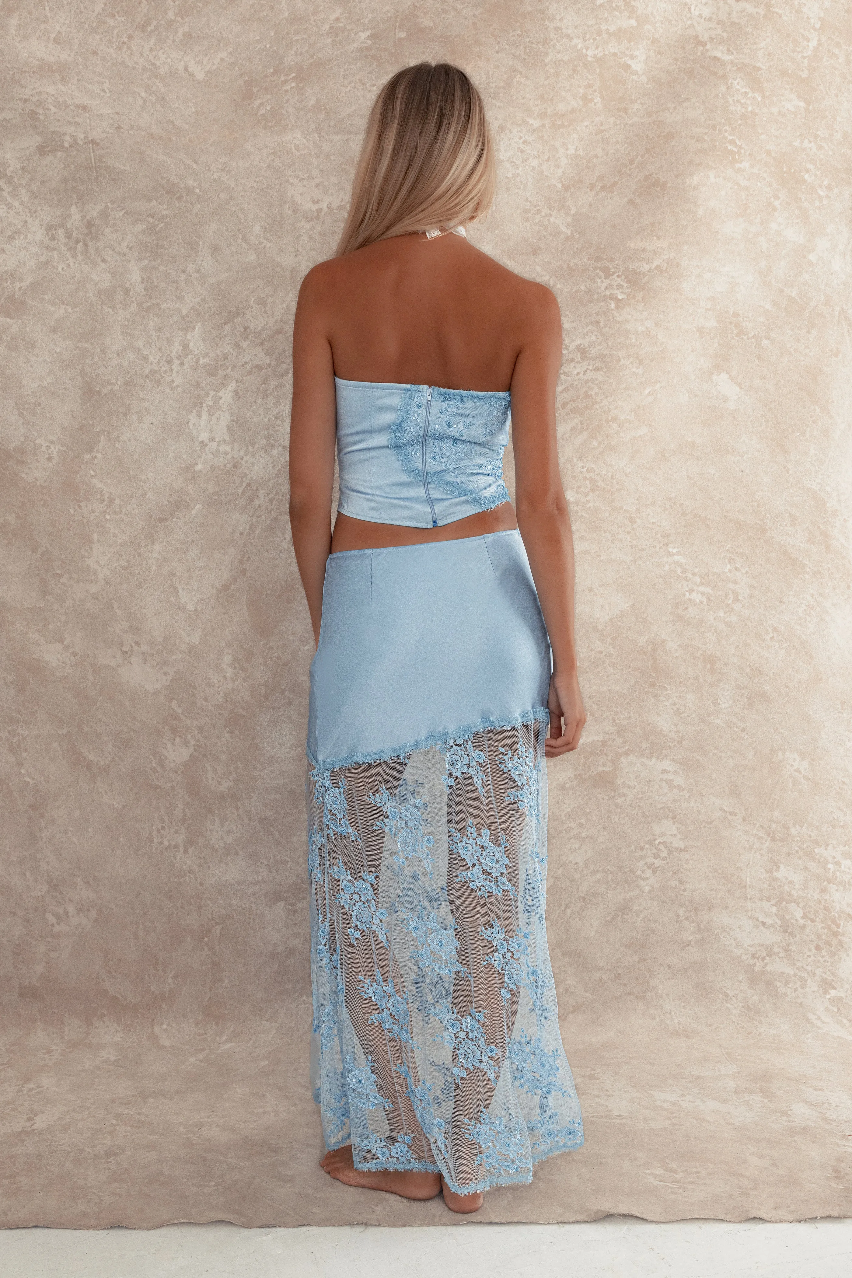 Counting Clouds Bias Maxi Skirt - Powder Blue