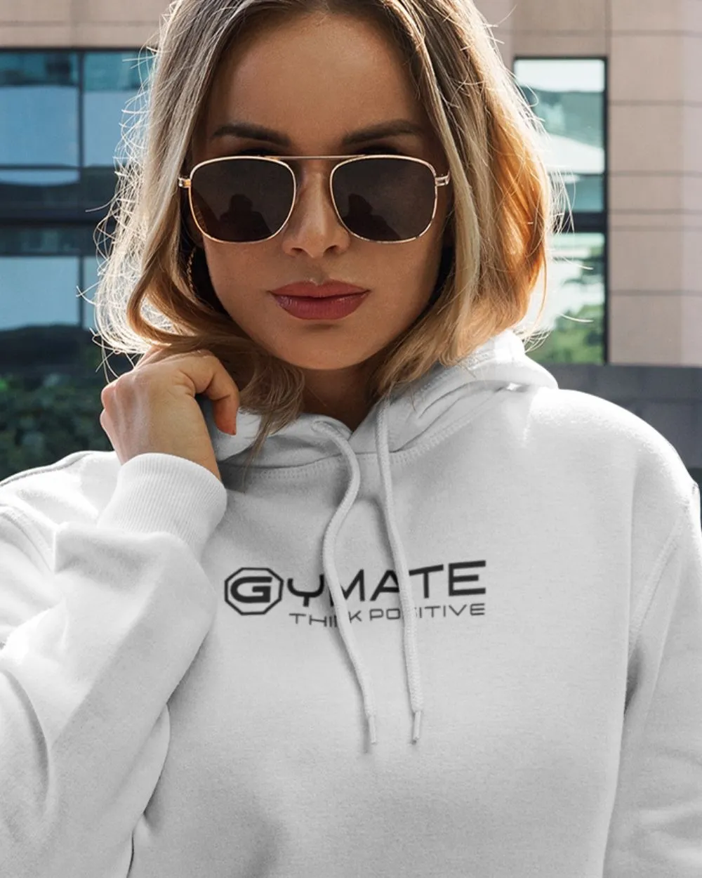 Designer Womens Hoodies Centre 'Think Positive' [White]