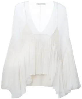 Draped Silk Top-White