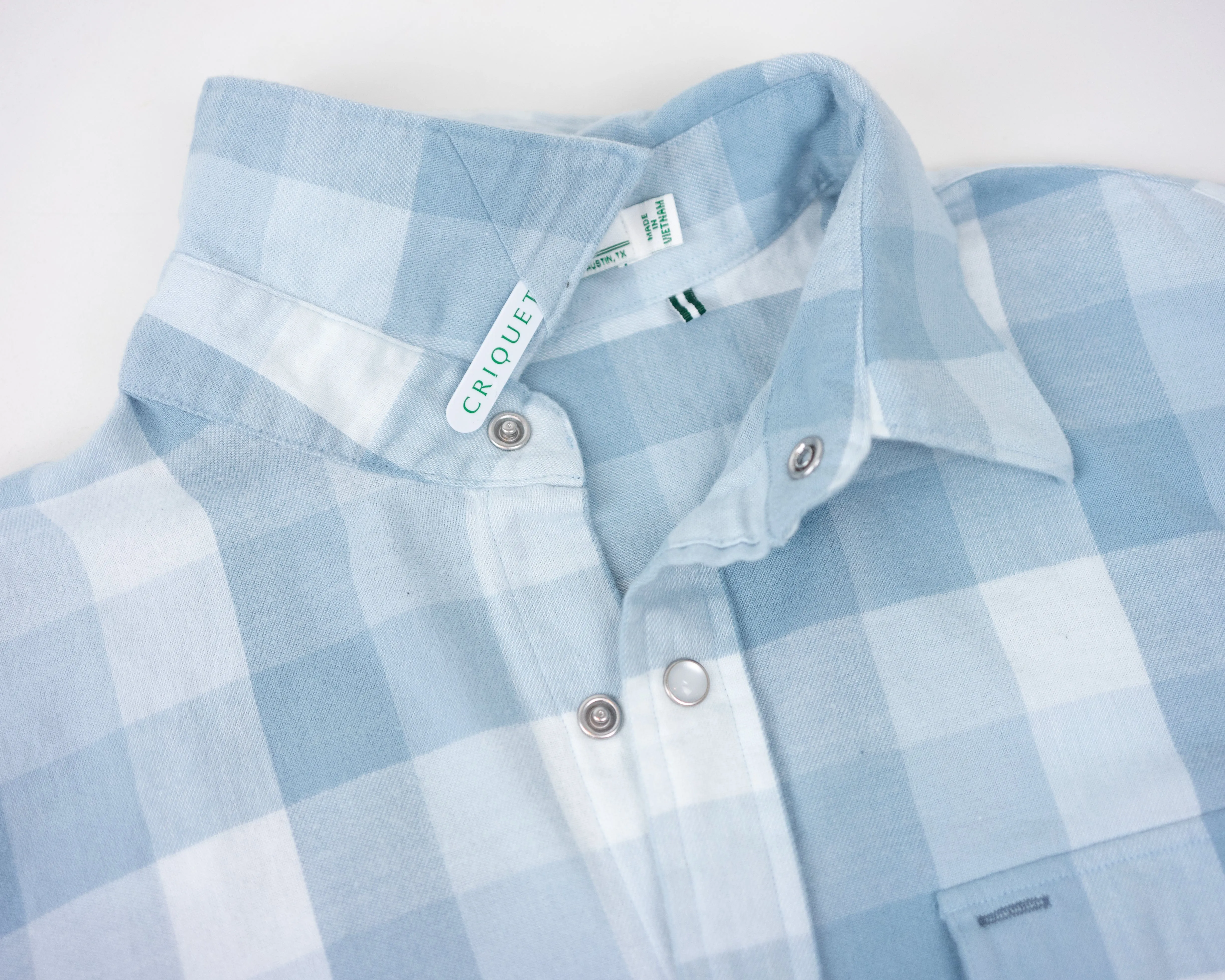 Flannel Pearl Snap - Light Blue Buffalo Check