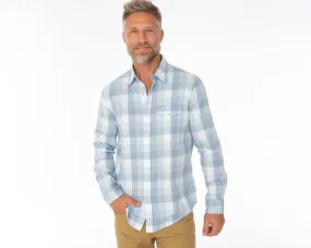 Flannel Pearl Snap - Light Blue Buffalo Check