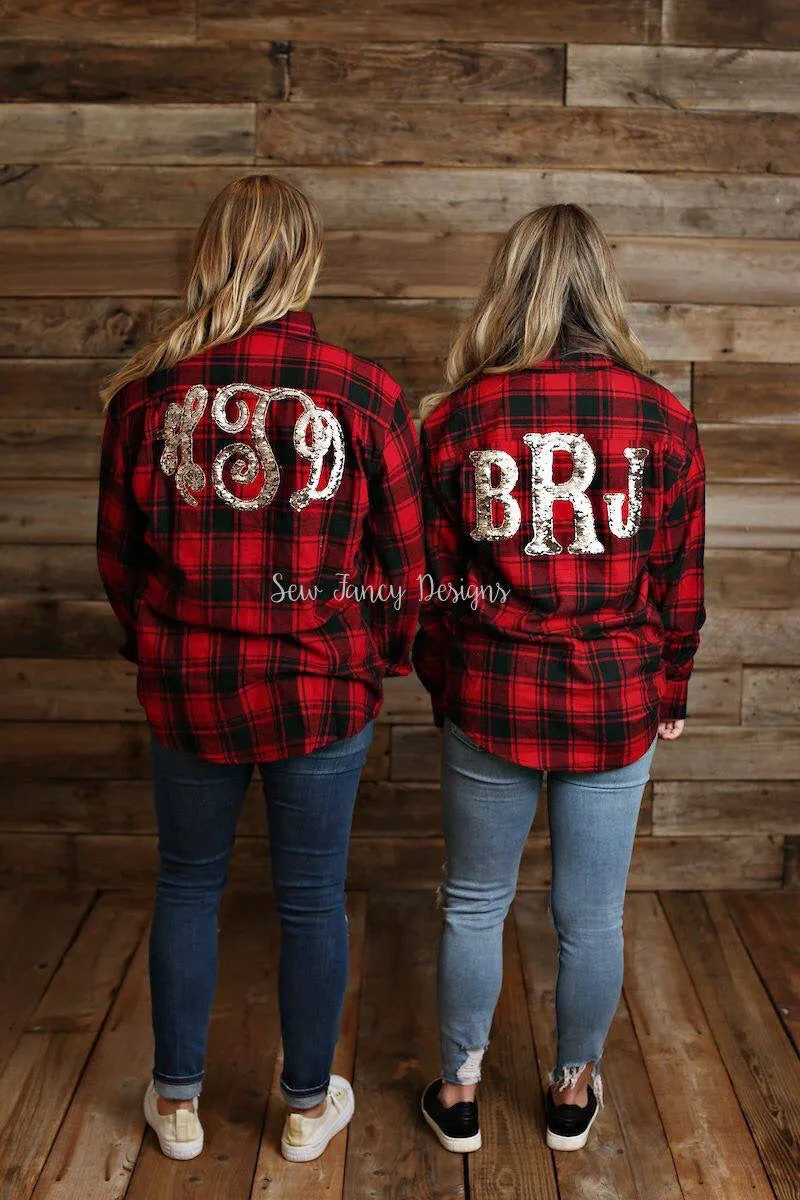 Flannel with Mermaid Sequin Monogram