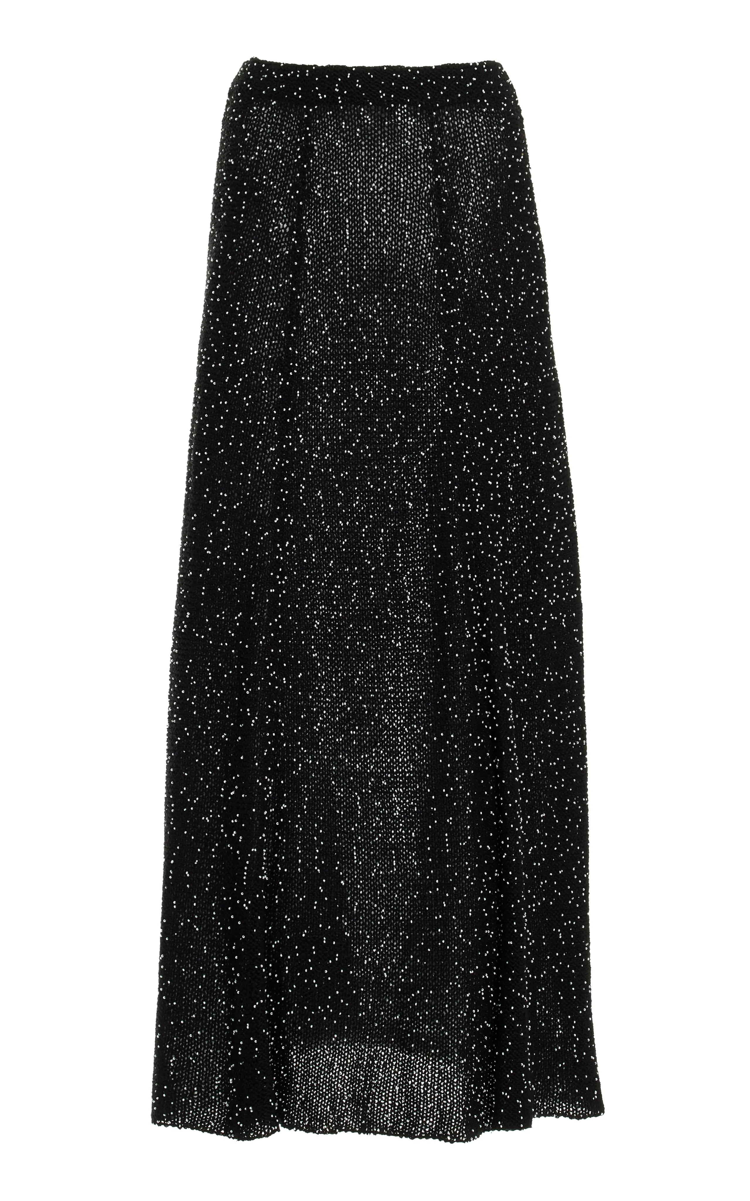 Floris Knit Maxi Skirt in Black Beaded Silk