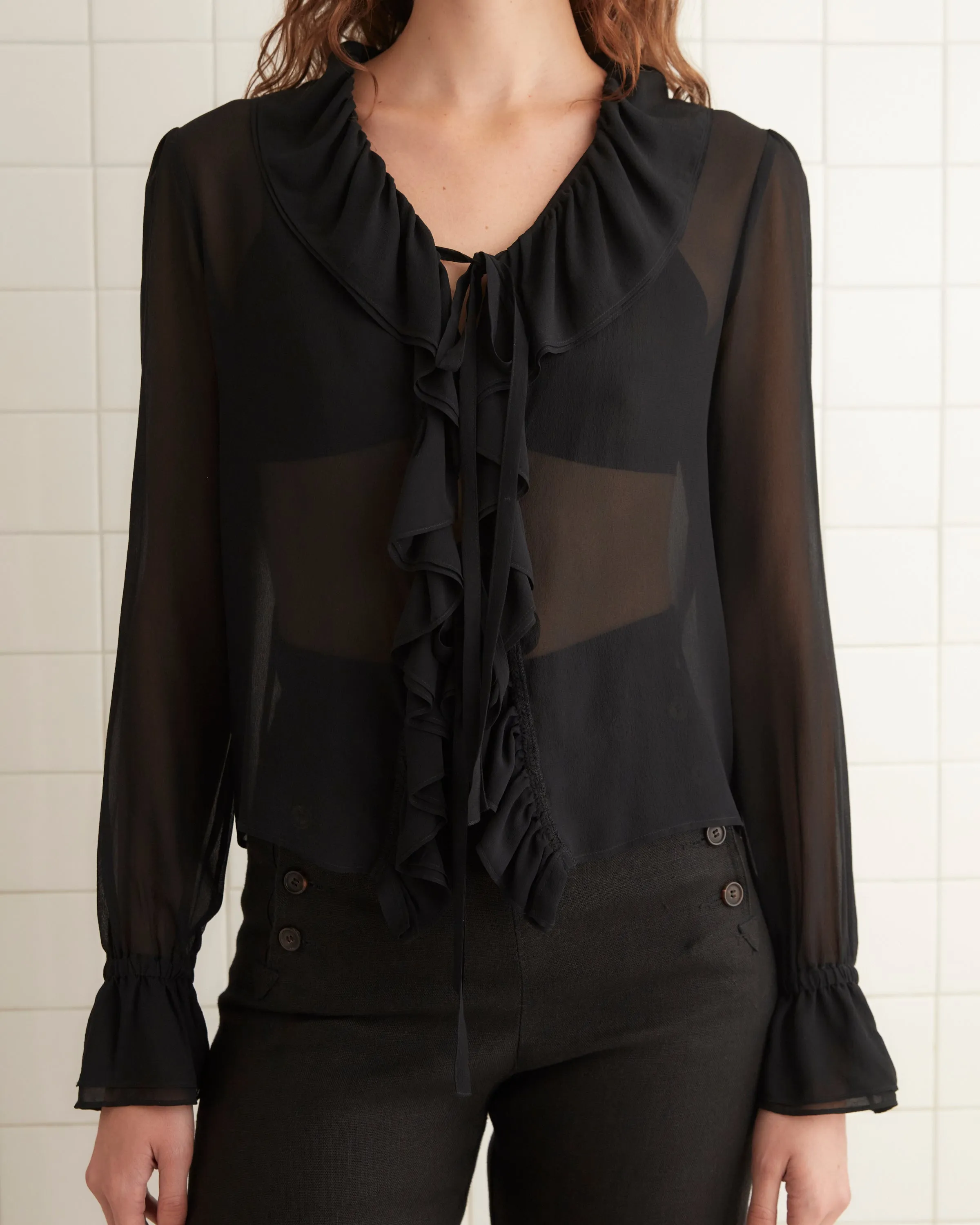 Flounce Blouse - Black