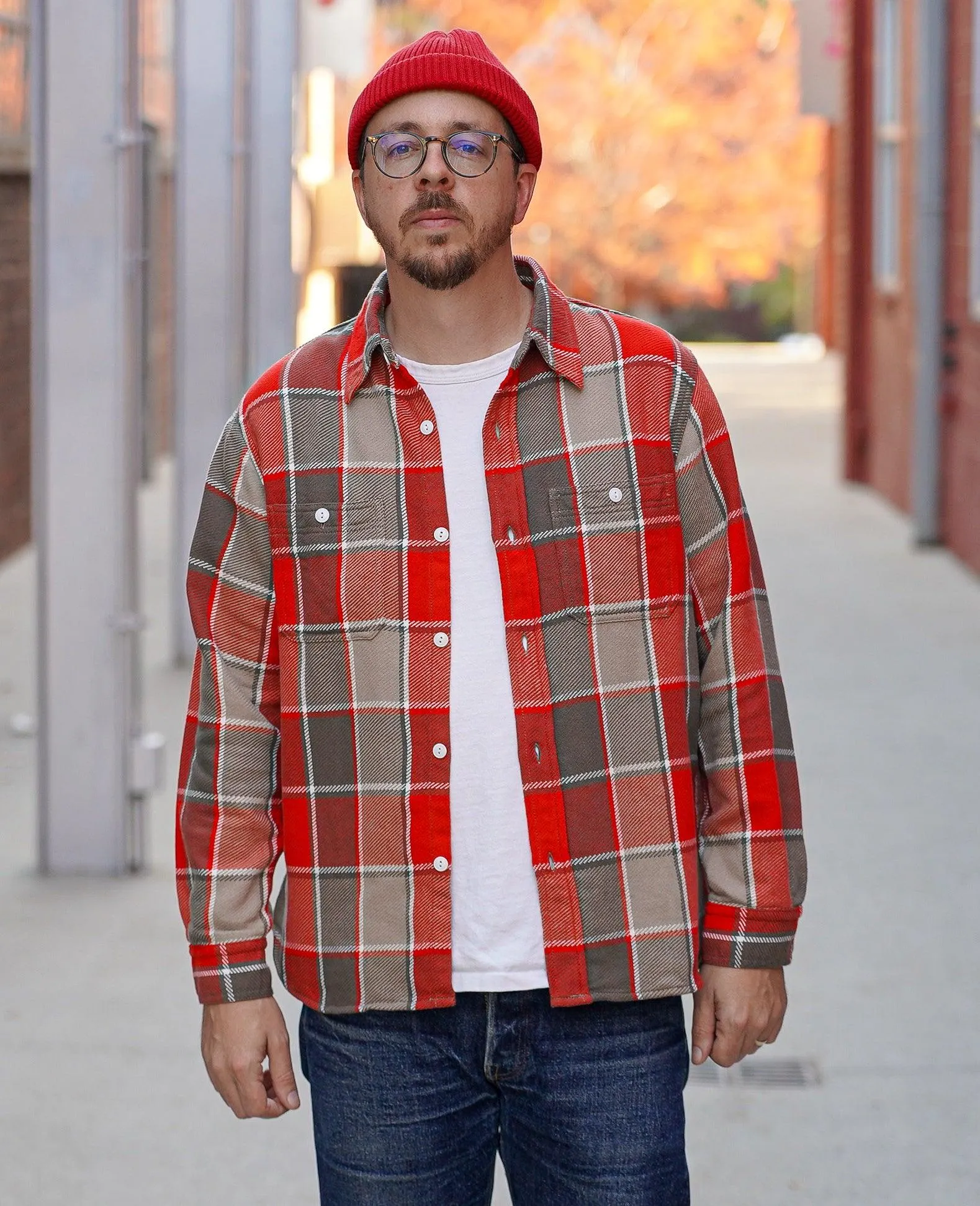 Fullcount Original Check Cotton Flannel - Red / Beige