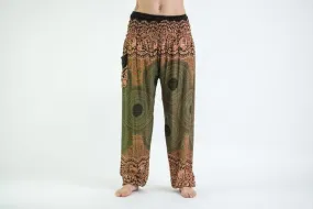 Geometric Mandalas Harem Pants in Olive