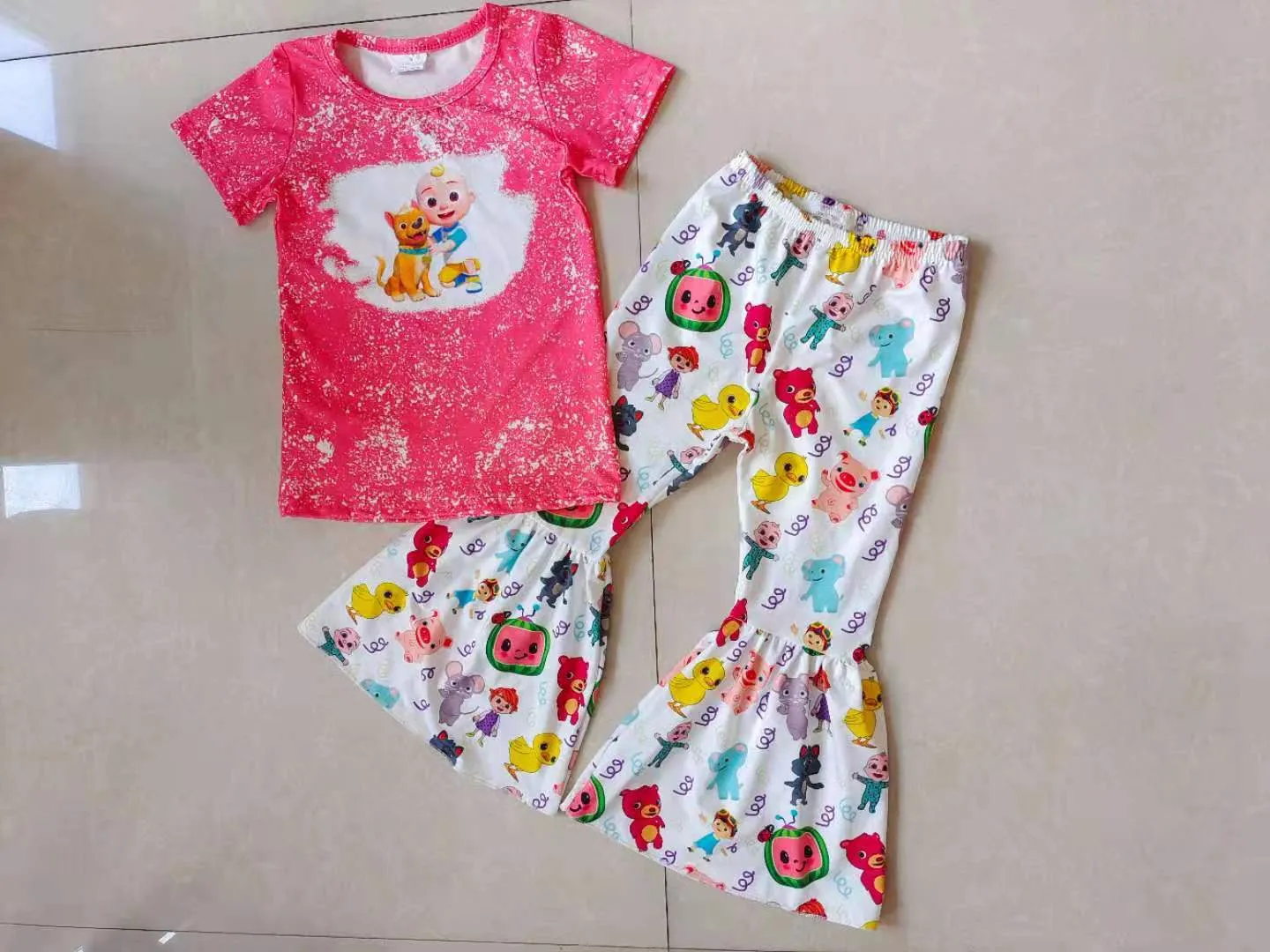 girls cartoon tops bottoms set