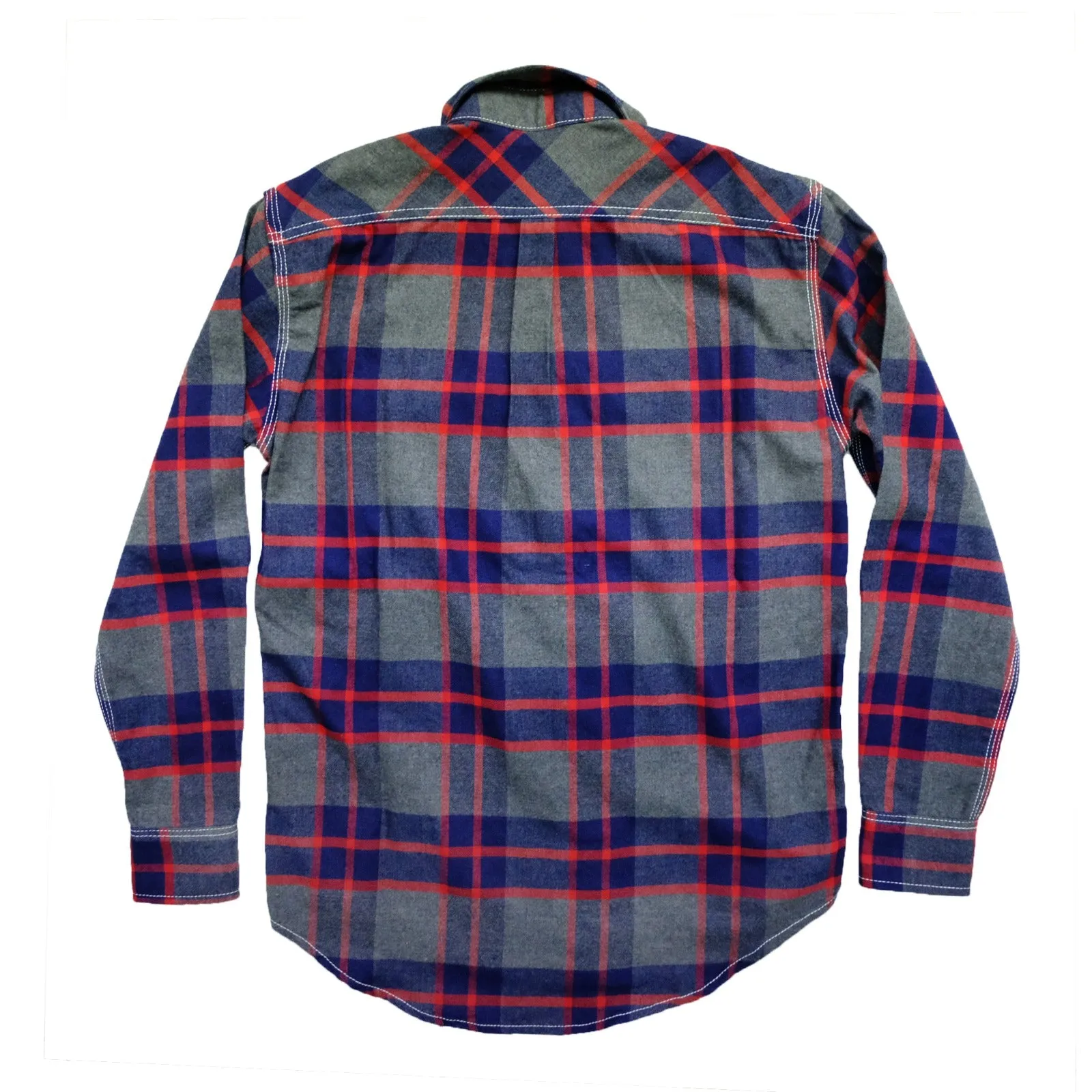 GREYHOUND PLAID FLANNEL WORK SHIRT (GREY/BLUE/RED)