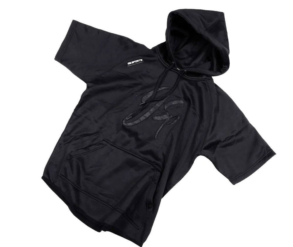 GSP Script Short Sleeve Fleece Hoodie - Black / Blackout Camo