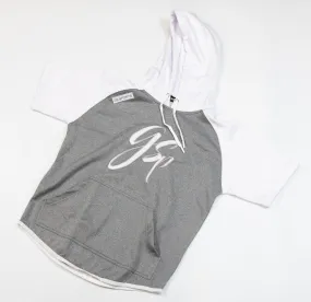 GSP Script Short Sleeve Fleece Hoodie - Heather / White