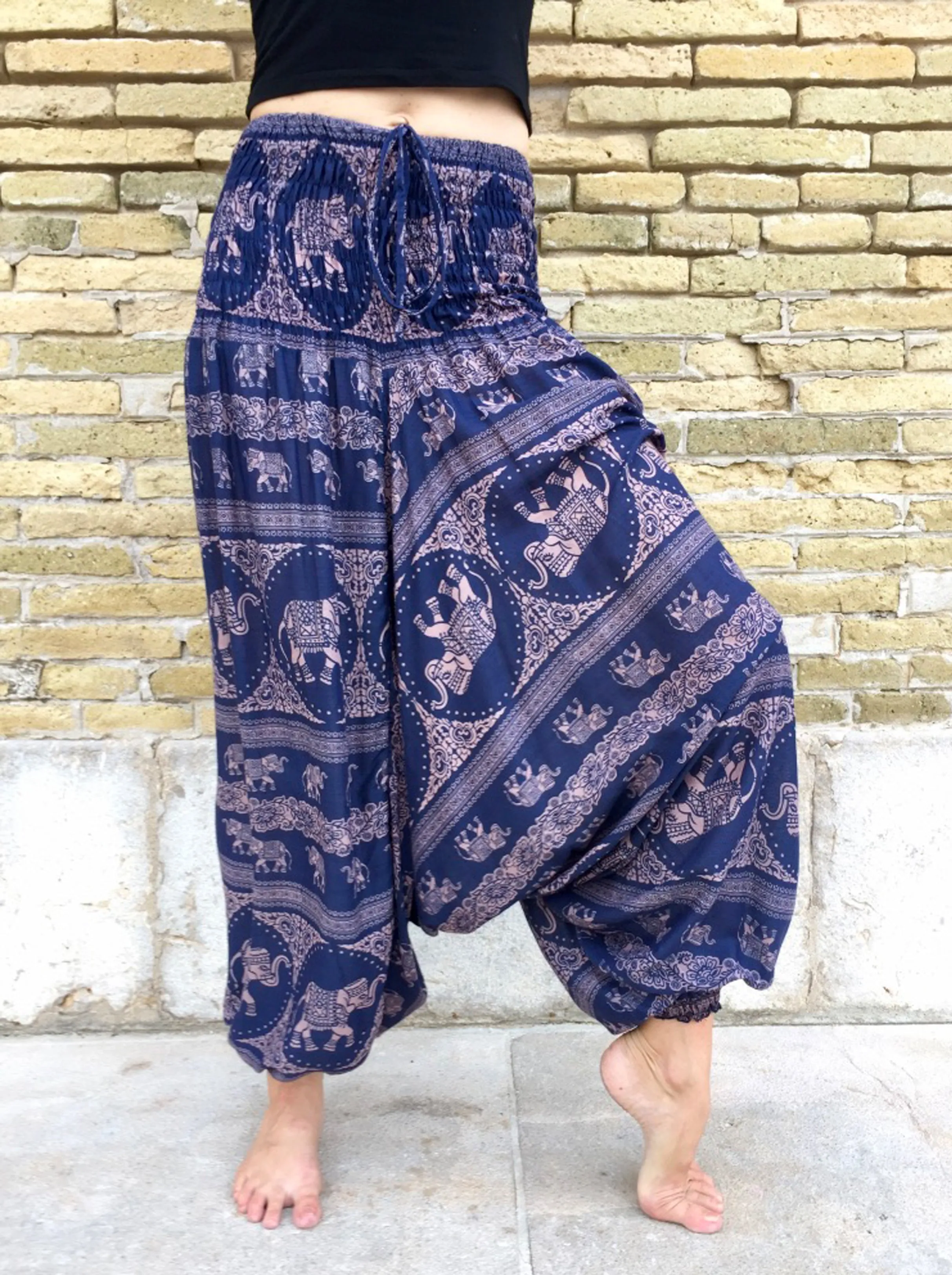 Harem Pants Rayon Elephant Pattern