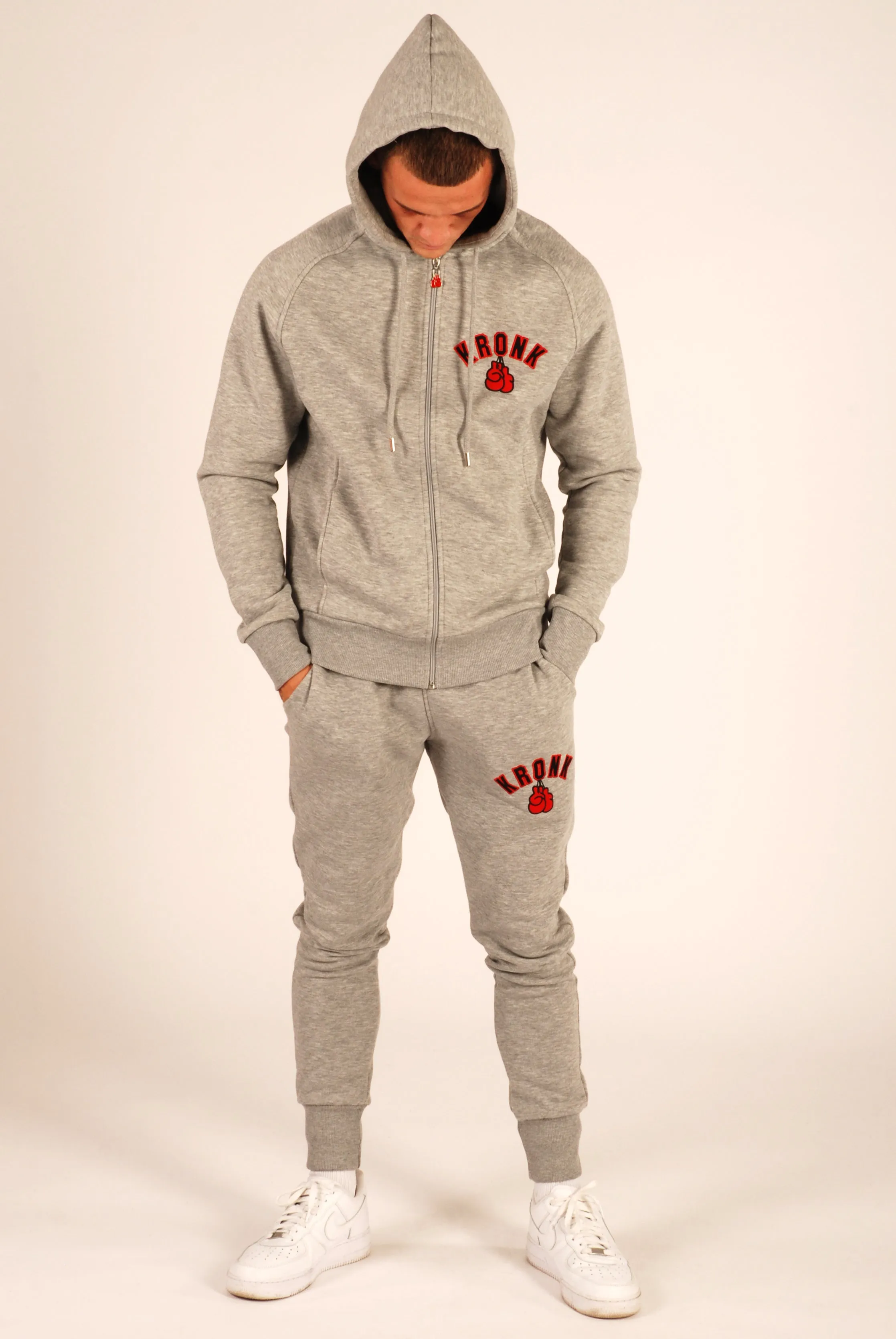 KRONK Gloves Zip Hoodie Regular Fit Sports Grey