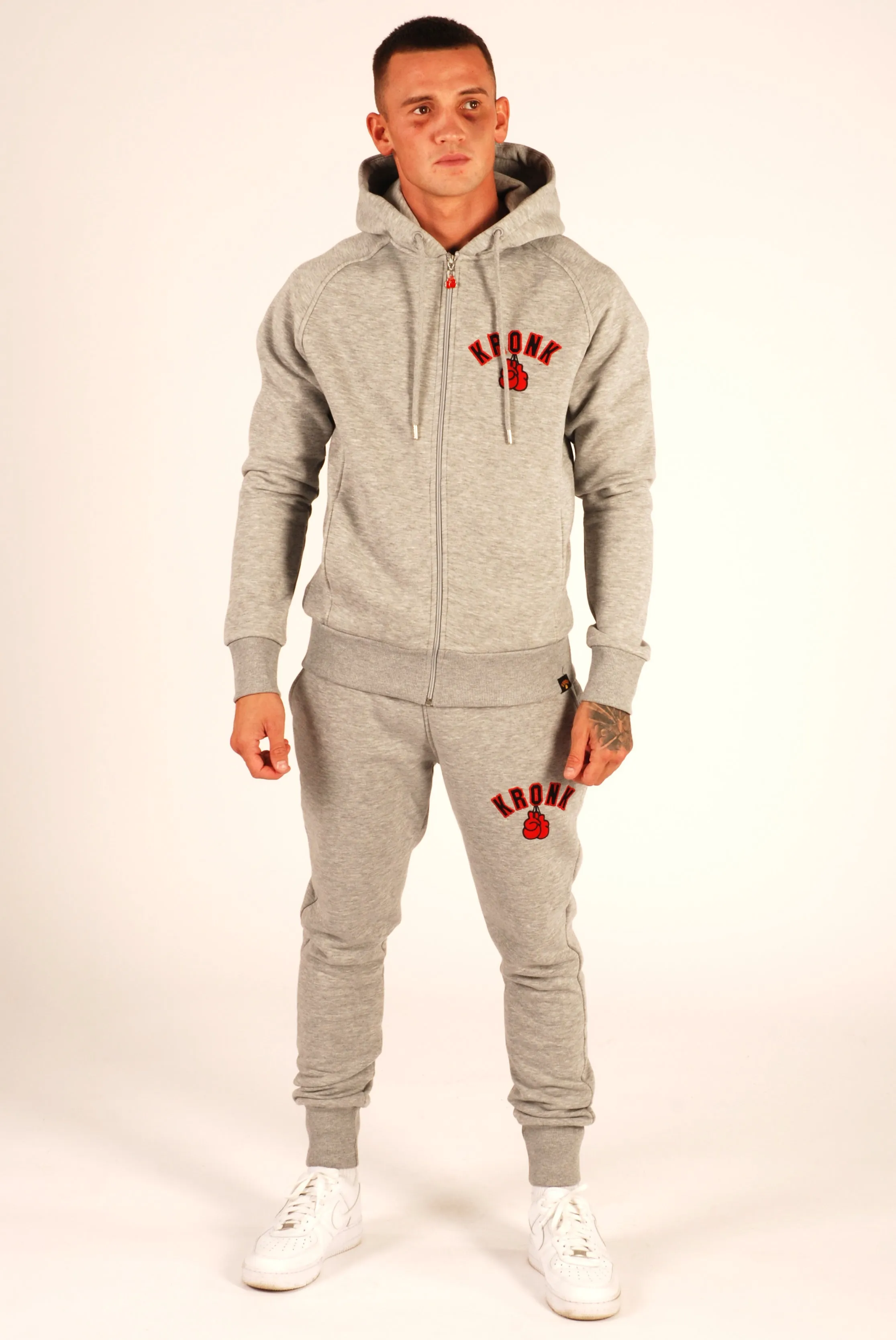 KRONK Gloves Zip Hoodie Regular Fit Sports Grey