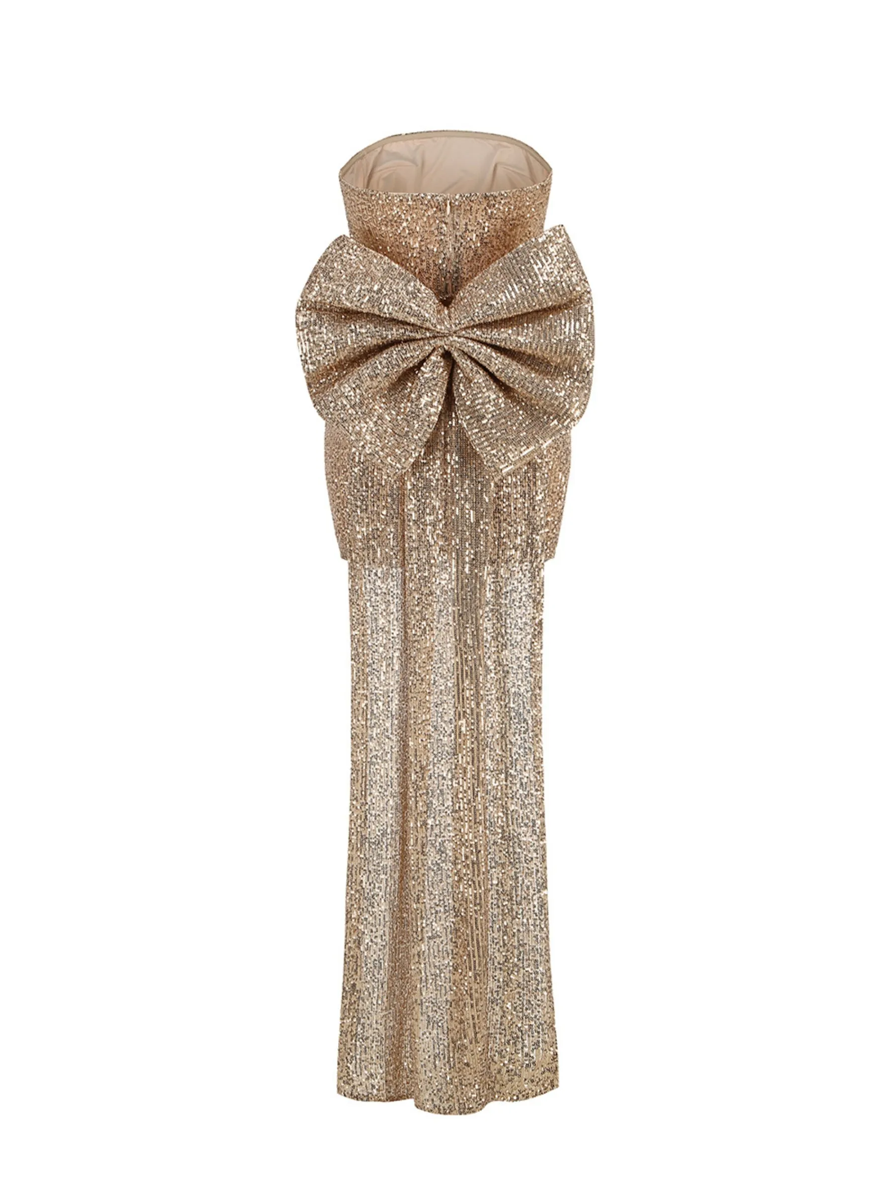 Lesly Sequin Bow Dress in Gold