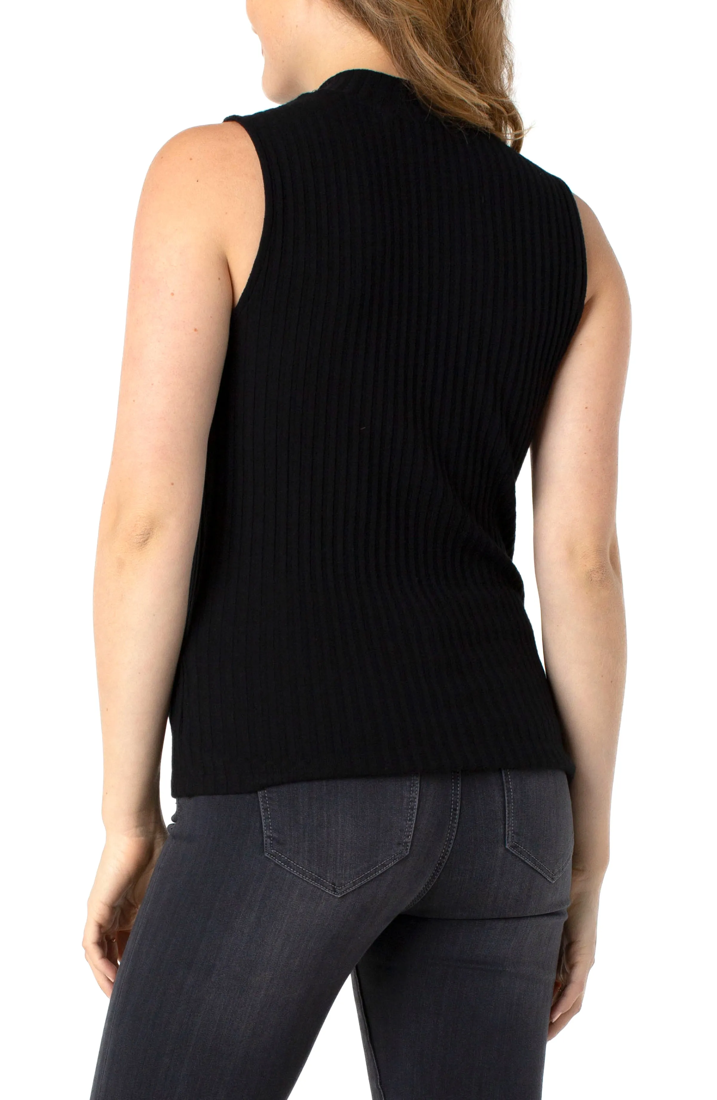 Liverpool Mock Neck Sleeveless Knit Top (solid)