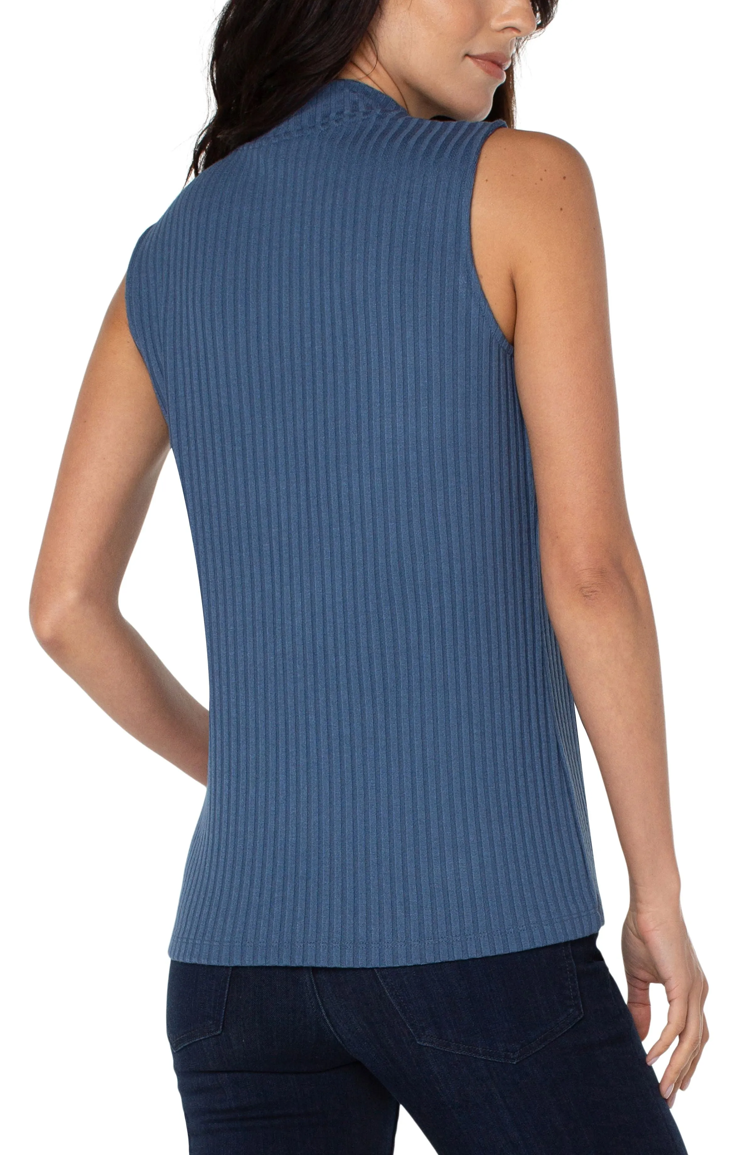 Liverpool Mock Neck Sleeveless Knit Top (solid)