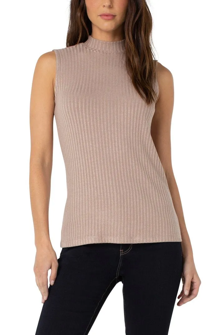 Liverpool Mock Neck Sleeveless Knit Top (solid)