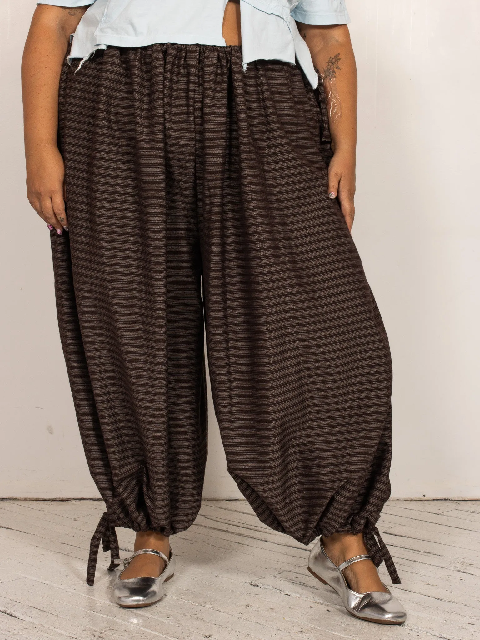 makmak - Brown Drawstring Bloomer Pants (S-5X)