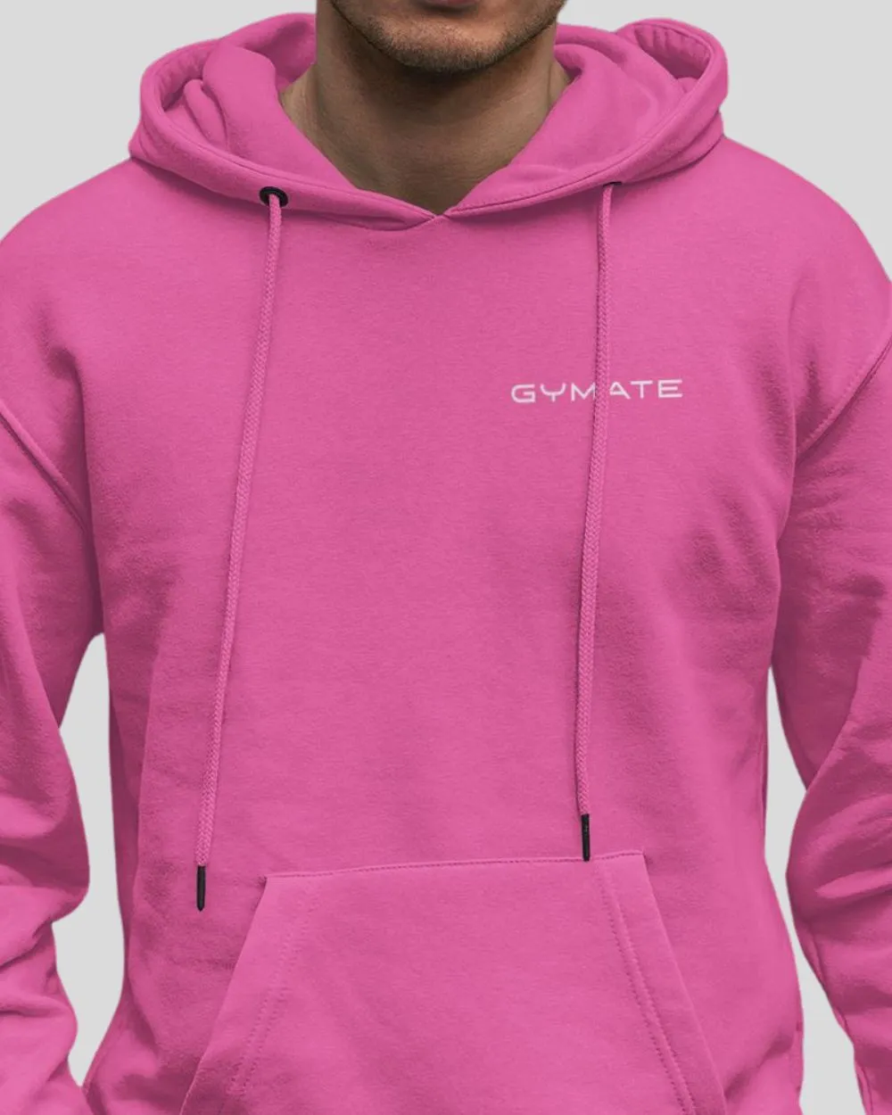 Mens Pink Hoodies Designer Gymate Original small logo [chest]