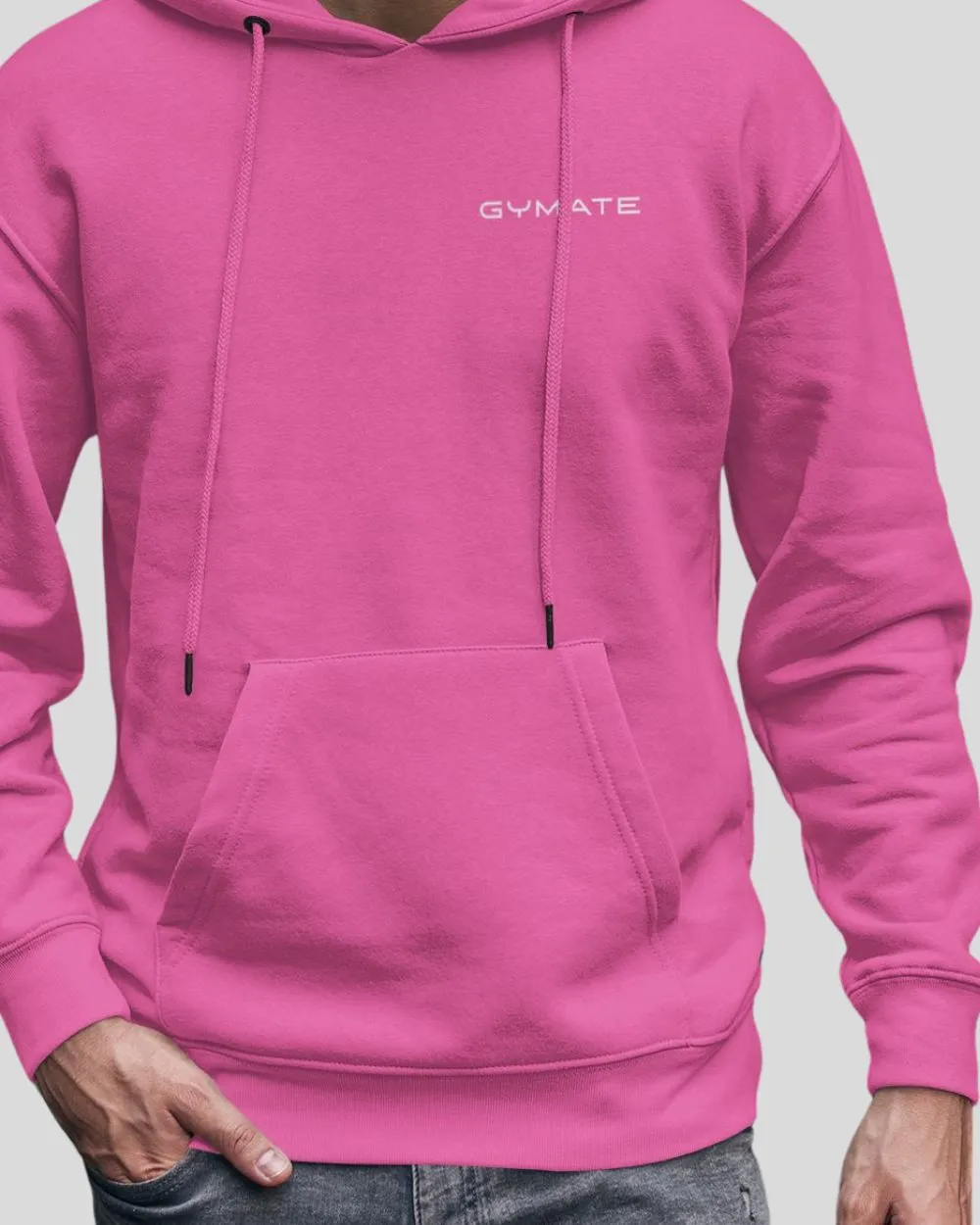 Mens Pink Hoodies Designer Gymate Original small logo [chest]