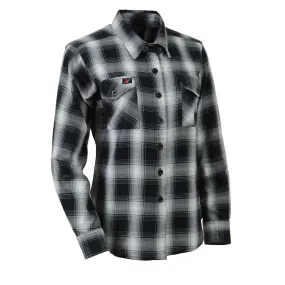 Milwaukee Leather MNG21611 Women's Black and White Long Sleeve Cotton Flannel Shirt