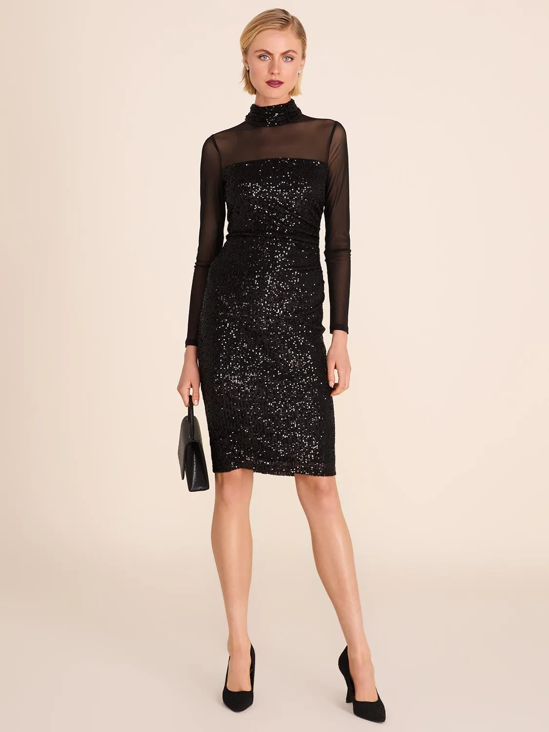 Mock Neck Sequin Dress