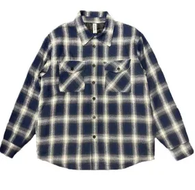 Navy Blue / Yellow Quilted Flannel Shirt