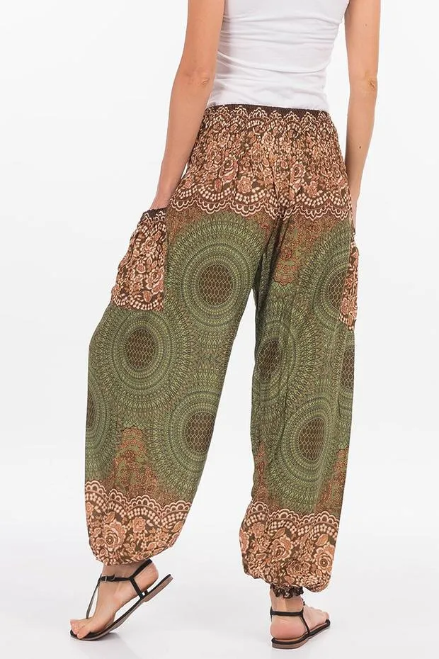 Olive Mandala Harem Pants