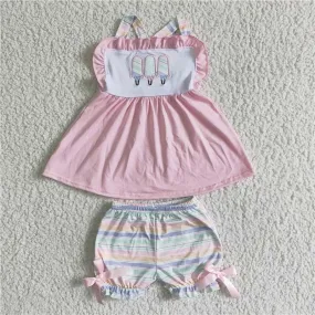 popsicle embroidery girls tops shorts sets GSSO0012