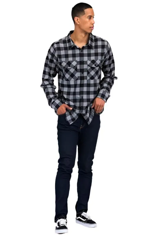 Regular Fit Long Sleeve Checker Plaid Flannel